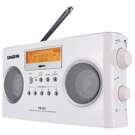 Sangean Digital Portable Stereo Receiver with AM/FM Radio (White) PRD5
